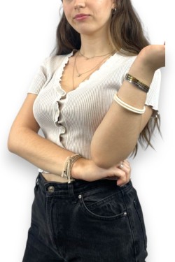 Gilet crop top, manches courtes Vintage, TS