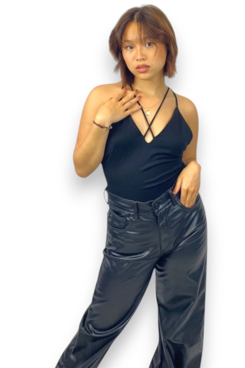 Pantalon large simili cuir, T36