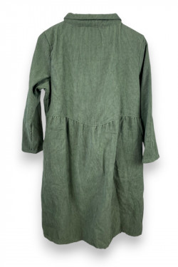 Robe en velours côtelé vert sauge SOOLINEN – Style bohème