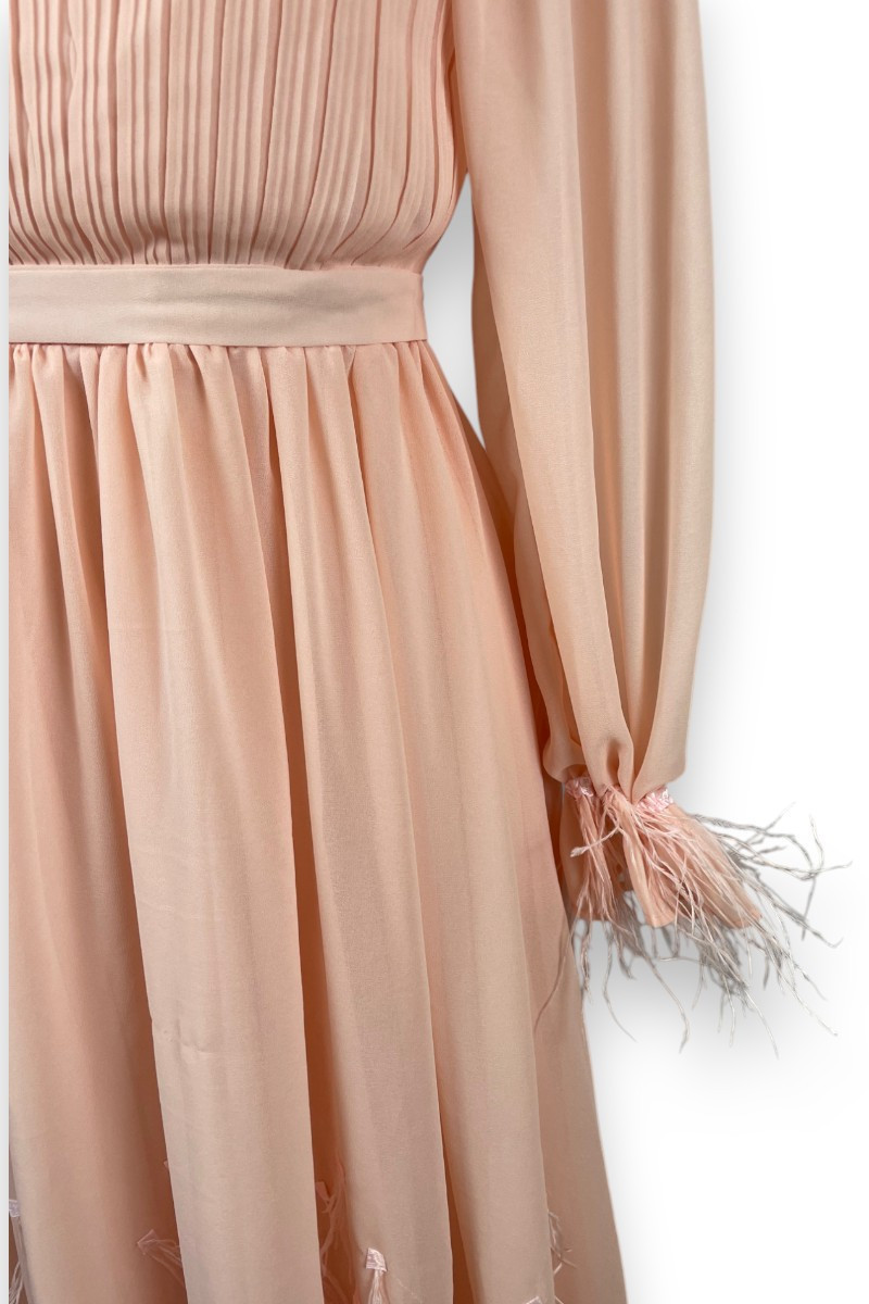 Robe longue rose poudré CATCHALL – Élégance vintage et glamour