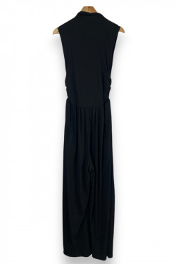 Combinaison noire plissée CIDER – Élégance minimaliste et confort absolu