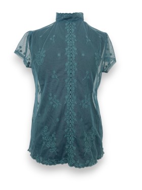 Top à dentelles bleu...