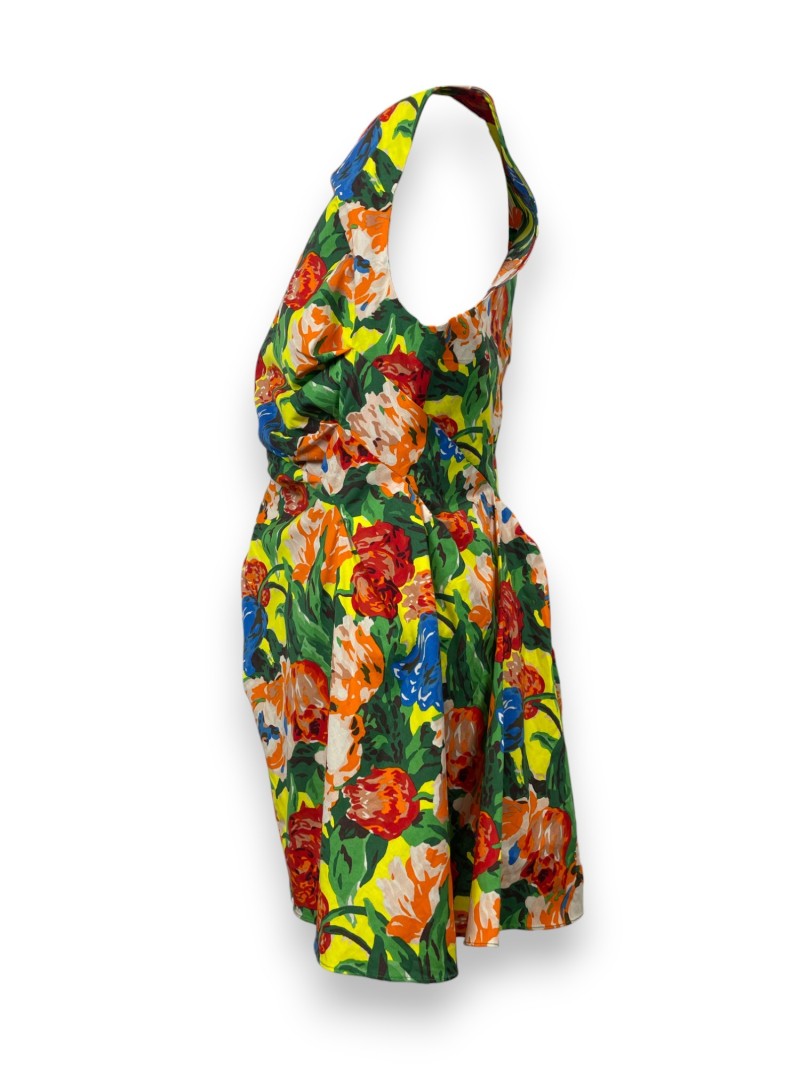 Top asymétrique sans manches fleurie Zara, TXL