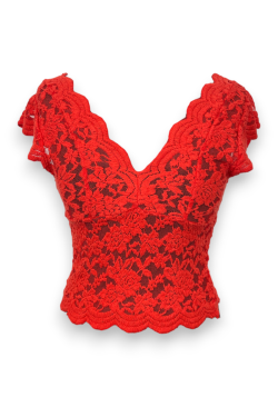 Top transparent à dentelles Zara, TS