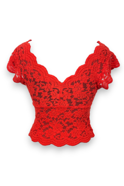 Top transparent à dentelles Zara, TS